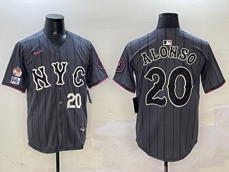 Men New York Mets 20 Alonso Black City Edition 2025 Nike MLB Jersey style 4